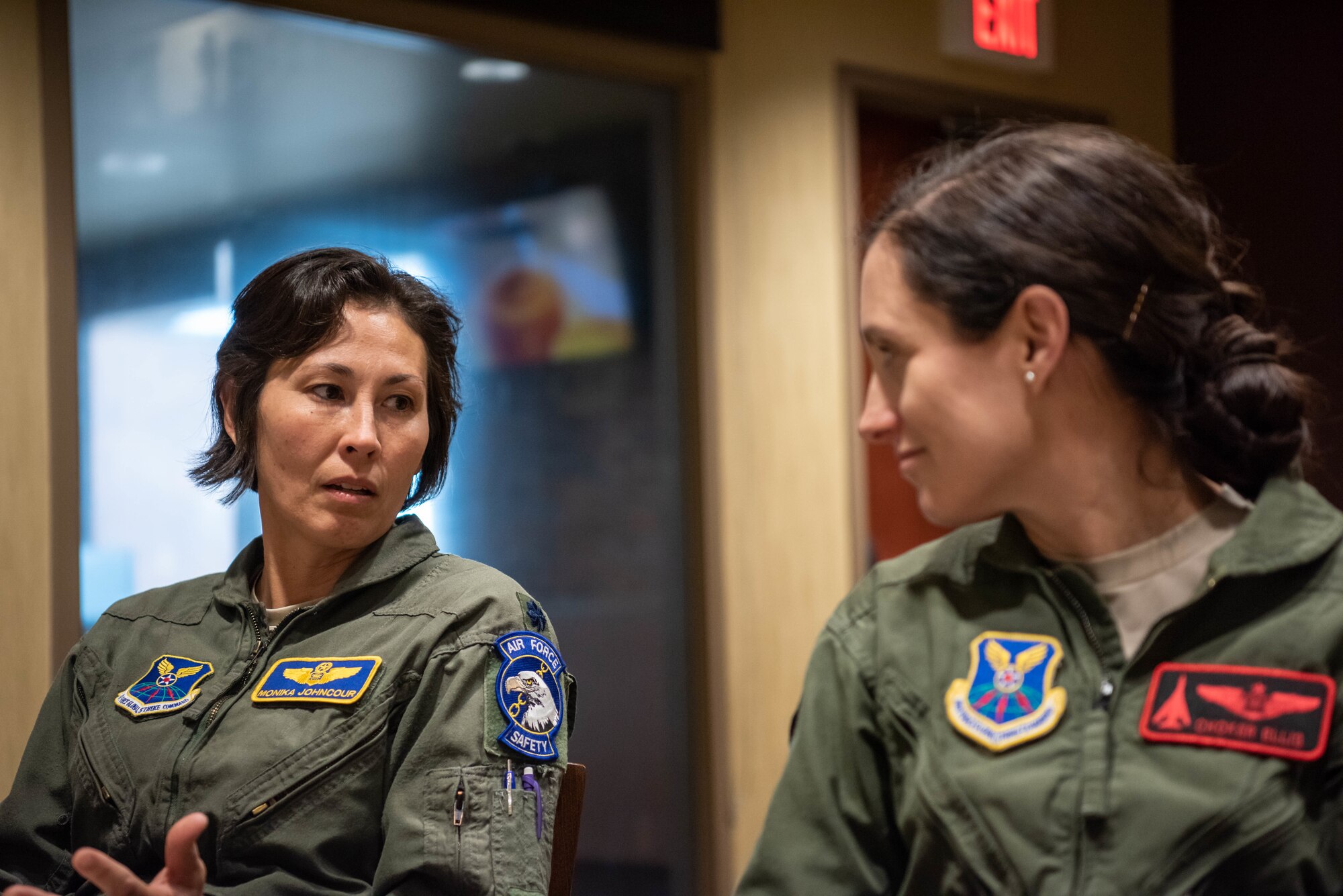Attendees introduce themselves at the inaugural 28th Bomb Wing Women’s Lean In Circle at the Raider Café conference room on Ellsworth Air Force Base, S.D., March 26, 2019. Both men and women serving on Ellsworth AFB were invited to attend to discuss and break down barriers to success and happiness that are based on gender. (U.S. Air Force photo by Tech. Sgt. Jette Carr)