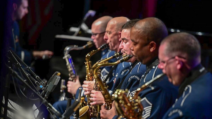 The saxophone section of the Airmen of Note during a recent performance (U.S. Air Force Photo by CMSgt Bob Kamholz/released).
