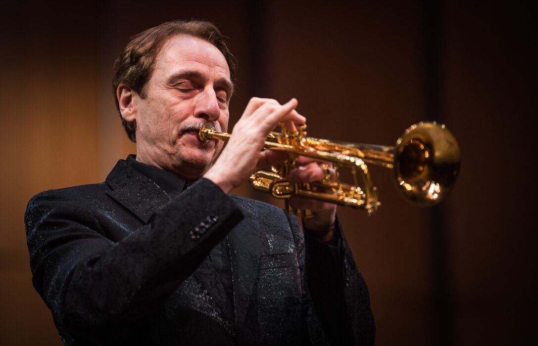 World-renowned trumpeter, Allen Vizzutti, performs on The United States Air Force Band's 2019 Guest Artist Series. The concert took place on Jan. 24, 2019, at the Rachel M. Schlesinger Concert Hall and Arts Center in Alexandria, Va. (U.S. Air Force photo by Chief Master Sgt. Kevin Burns)