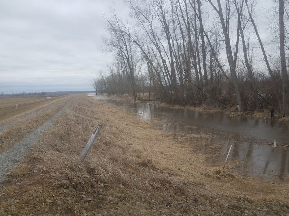 Photo shows levee L550 breach effects near Watson, Missouri Mar. 14, 2019 (Photo by USACE, Omaha District)