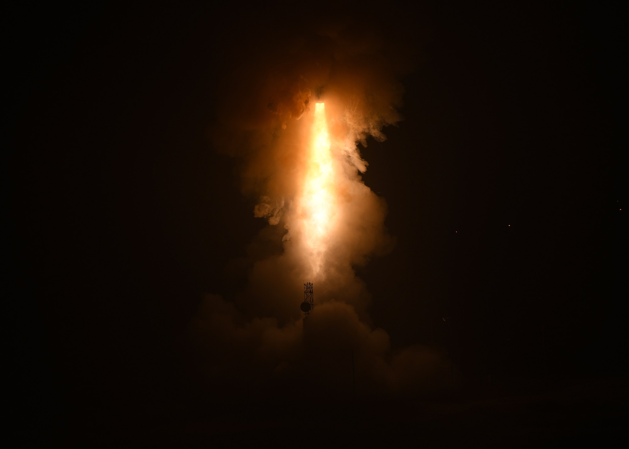 An unarmed Minuteman III intercontinental ballistic missile launches during an operational test at 2:42 A.M. Pacific Time May 1, 2019, at Vandenberg Air Force Base, Calif. (U.S. Air Force photo by Staff Sgt. Brittany E. N. Murphy)