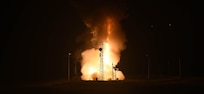 An unarmed Minuteman III intercontinental ballistic missile launches during a operational test at 2:42 A.M. Pacific Time May 1, 2019, at Vandenberg Air Force Base, Calif.