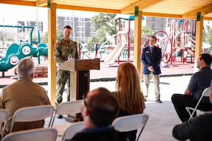 Norfolk Naval Shipyard Commander Capt. Kai Torkelson discussed the importance of having a new playground to be available to the families of NNSY and those living in the housing areas.