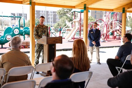 Norfolk Naval Shipyard Commander Capt. Kai Torkelson discussed the importance of having a new playground to be available to the families of NNSY and those living in the housing areas.