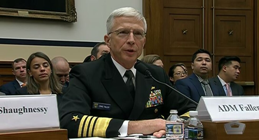 Screenshot of Navy Adm. Craig S. Faller, commander of U.S. Southern Command, testifying before the House Armed Services Committee May 1, 2019.