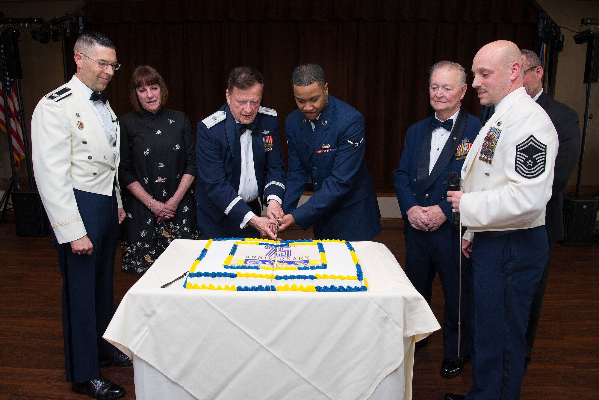 Cake cutting at 88 ABW 75th Anniversary party
