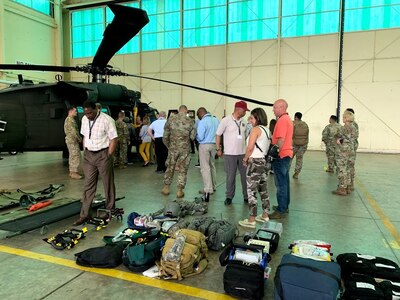 Attendees of the Army Educator Tour had an opportunity to tour the inside of a UH-60 helicopter during the Army Educator Tour.