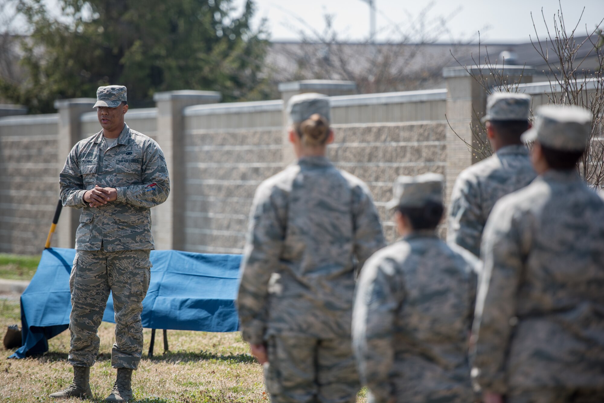 The 512th Memorial Affairs Squadron hosts a dedication ceremony for Senior Master Sgt. Antoinette Worthey, a 512th MAS senior leader, at Dover Air Force Base, Delaware, April 7, 2019. The 512th MAS devoted dogwood trees and a bench in remembrance of Worthey’s leadership and service. (U.S. Air Force photo by Staff Sgt. Damien Taylor)