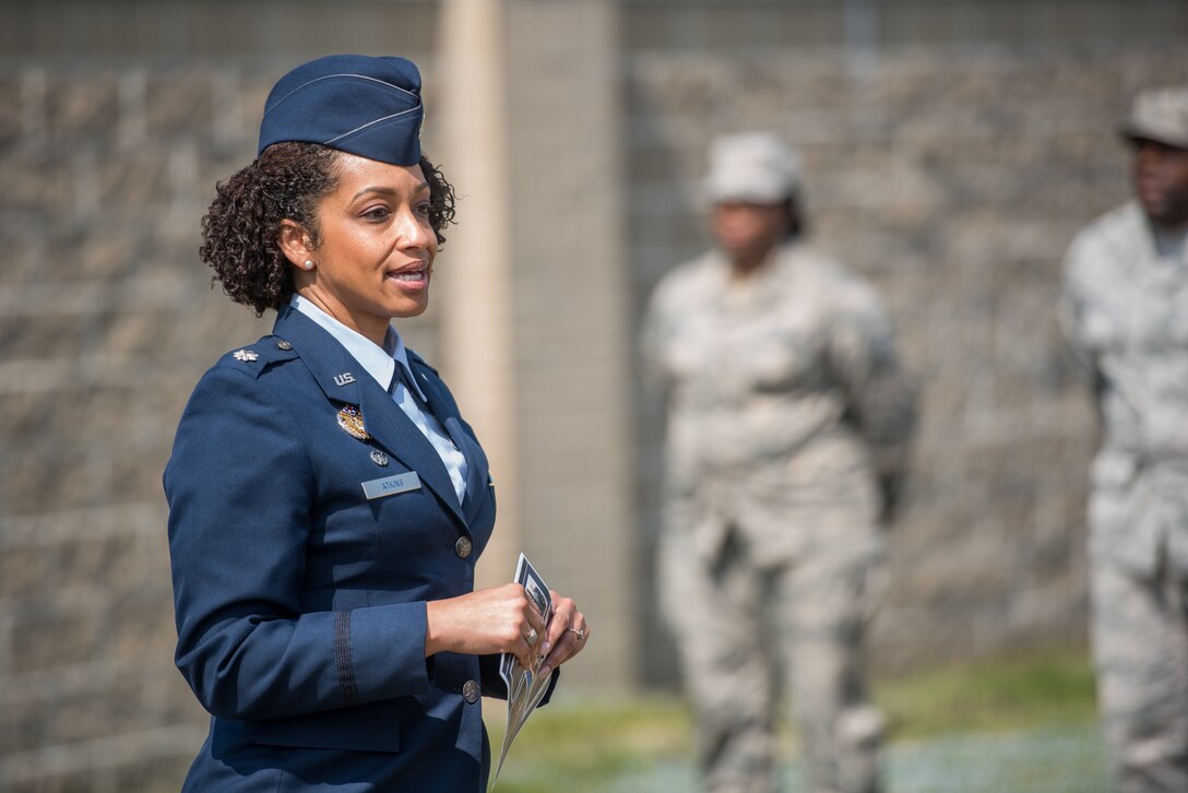 The 512th Memorial Affairs Squadron hosts a dedication ceremony for Senior Master Sgt. Antoinette Worthey, a 512th MAS senior leader, at Dover Air Force Base, Delaware, April 7, 2019. The 512th MAS devoted dogwood trees and a bench in remembrance of Worthey’s leadership and service. (U.S. Air Force photo by Staff Sgt. Damien Taylor)