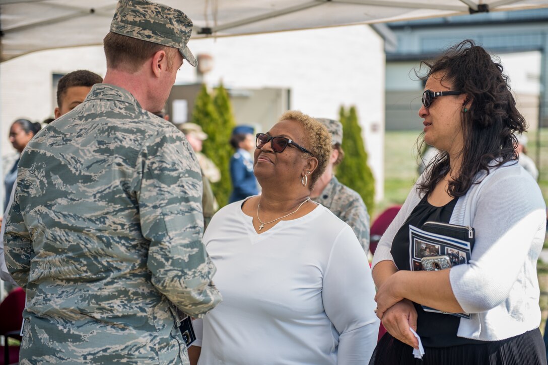 The 512th Memorial Affairs Squadron hosts a dedication ceremony for Senior Master Sgt. Antoinette Worthey, a 512th MAS senior leader, at Dover Air Force Base, Delaware, April 7, 2019. The 512th MAS devoted dogwood trees and a bench in remembrance of Worthey’s leadership and service. (U.S. Air Force photo by Staff Sgt. Damien Taylor)