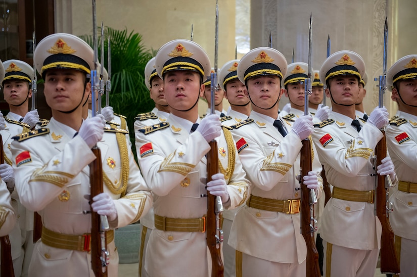 Chinese sailors march.