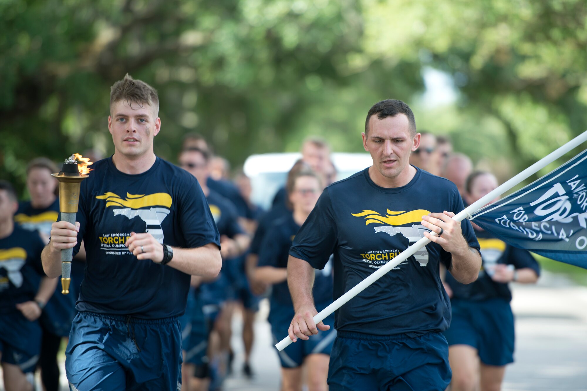 U.S. Air Force Airmen assigned to the 6th Security Forces Squadron participate in the 36th annual Florida Special Olympics Law Enforcement Torch Run May 2, 2019 at MacDill Air Force Base, Fla.