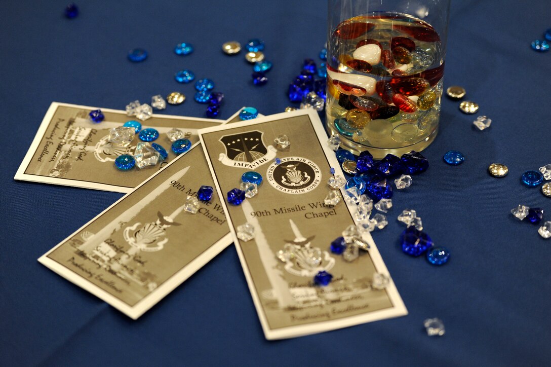 The 90th Missile Wing hosted a National Prayer Luncheon May 1, 2019 at F. E. Warren Air Force Base, Wyoming. Guest Speaker, Chaplain (Brig. Gen.) Ron Harvell, Air Force deputy chief of chaplains, stated people who practice their faith with others are six times less likely to commit suicide. (U.S. Air Force photo by Tech. Sgt. Ashley Manz)