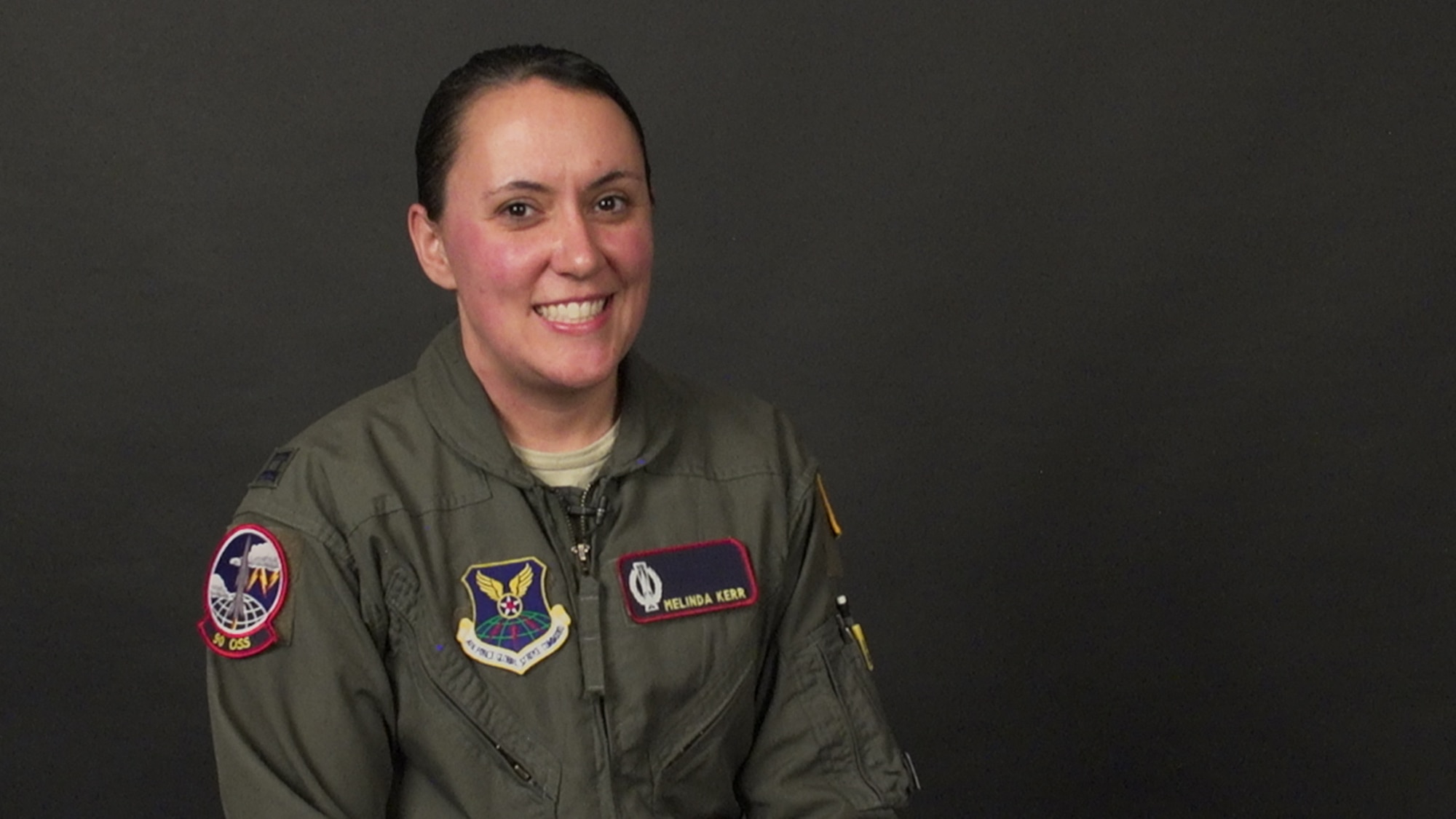 Capt. Melinda Kerr, F.E. Warren Company Grade Officer's Council president, conducts an interview on April 22, 2019, at the F.E. Warren base museum, Wyoming. She shares her account of why 1st Lt. Tenaugrie "Ten" Malone, 321st Missile Squadron assistant flight commander, earned the Air Force Global Strike Command's NAACP Roy Wilkins Renowned Service Award. (U.S. Air Force photo by 1st Lt. Nikita Thorpe)
