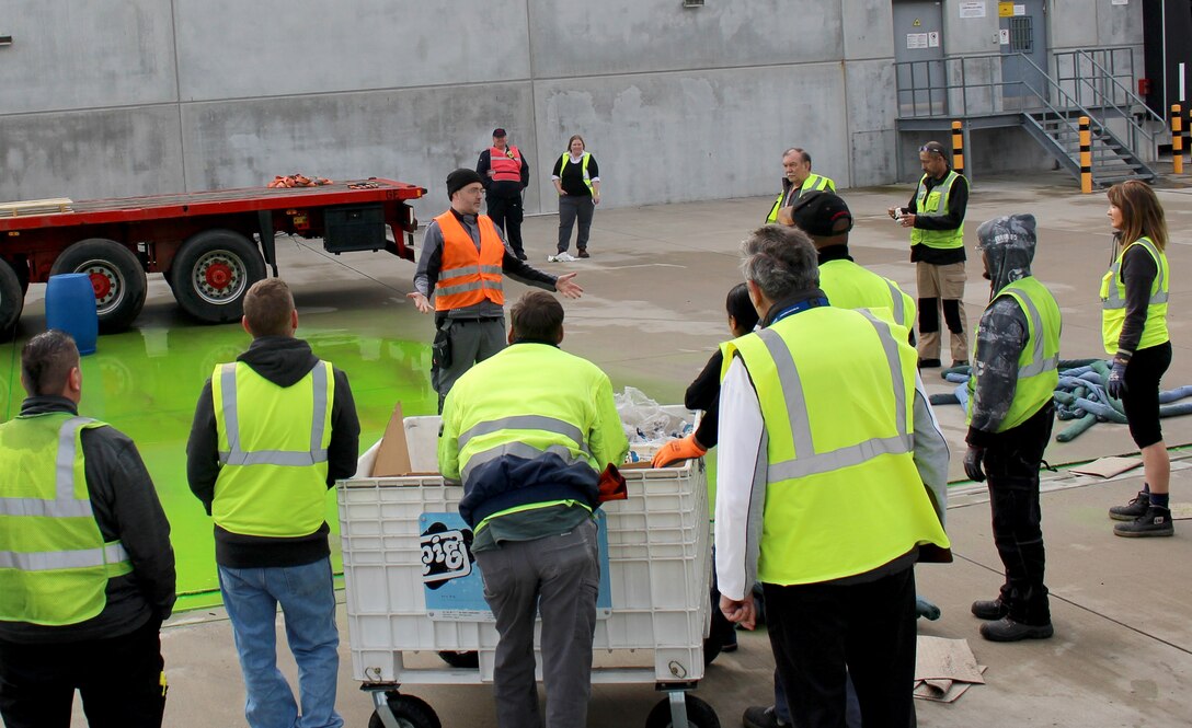 DLA Distribution Europe employees discuss HAZMAT training