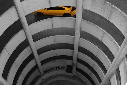 “Downward Spiral” is one of 31 photos taken by students from the Cole High School photography program that are included in the exhibit, “San Antonio: Esta es mi Ciudad,” at the Institute of Texan Cultures. Raquelle Bennett took the photo of a downtown San Antonio parking garage. To add contrast to the photo and make it appealing to the eye, Bennett made the background of it, including the parking garage, black and white, while leaving the color of the vehicle pictured in it yellow.