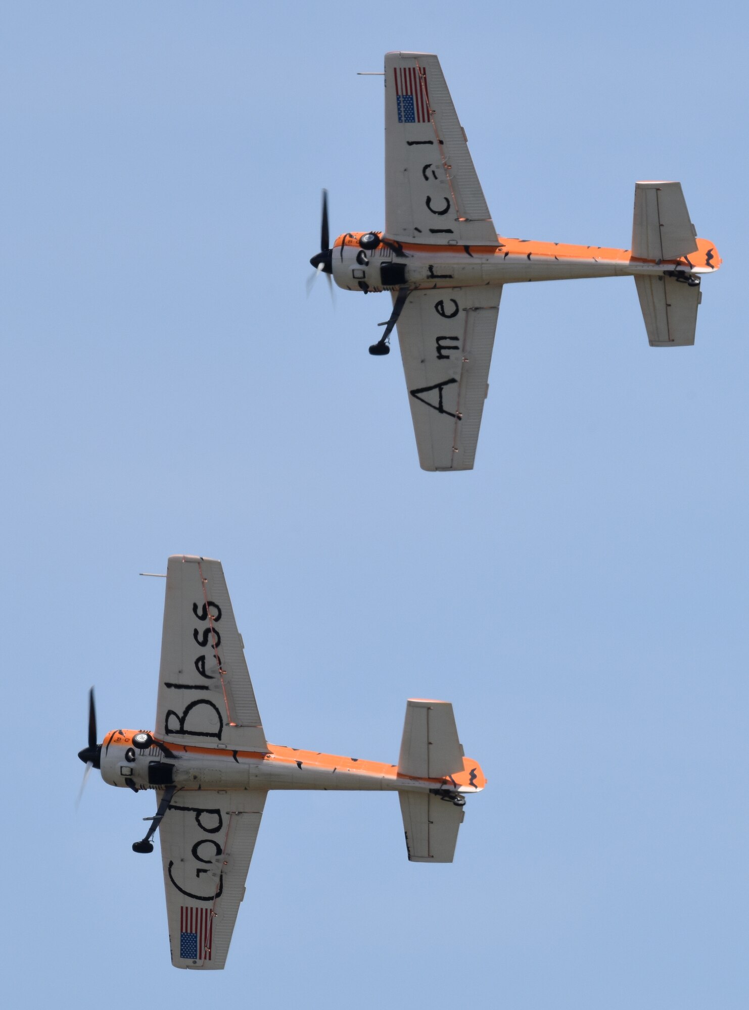 The Twin Tigers perform during the Keesler and Biloxi Air and Space Show in Biloxi, Mississippi, May 5, 2019. The U.S. Air Force Thunderbirds are headlining the Keesler and Biloxi Air and Space Show May 4-5. Thunder Over the Sound is a unique, one-of-a-kind event where a base and its surrounding city jointly host an air show geographically separated. (U.S. Air Force photo by Kemberly Groue)