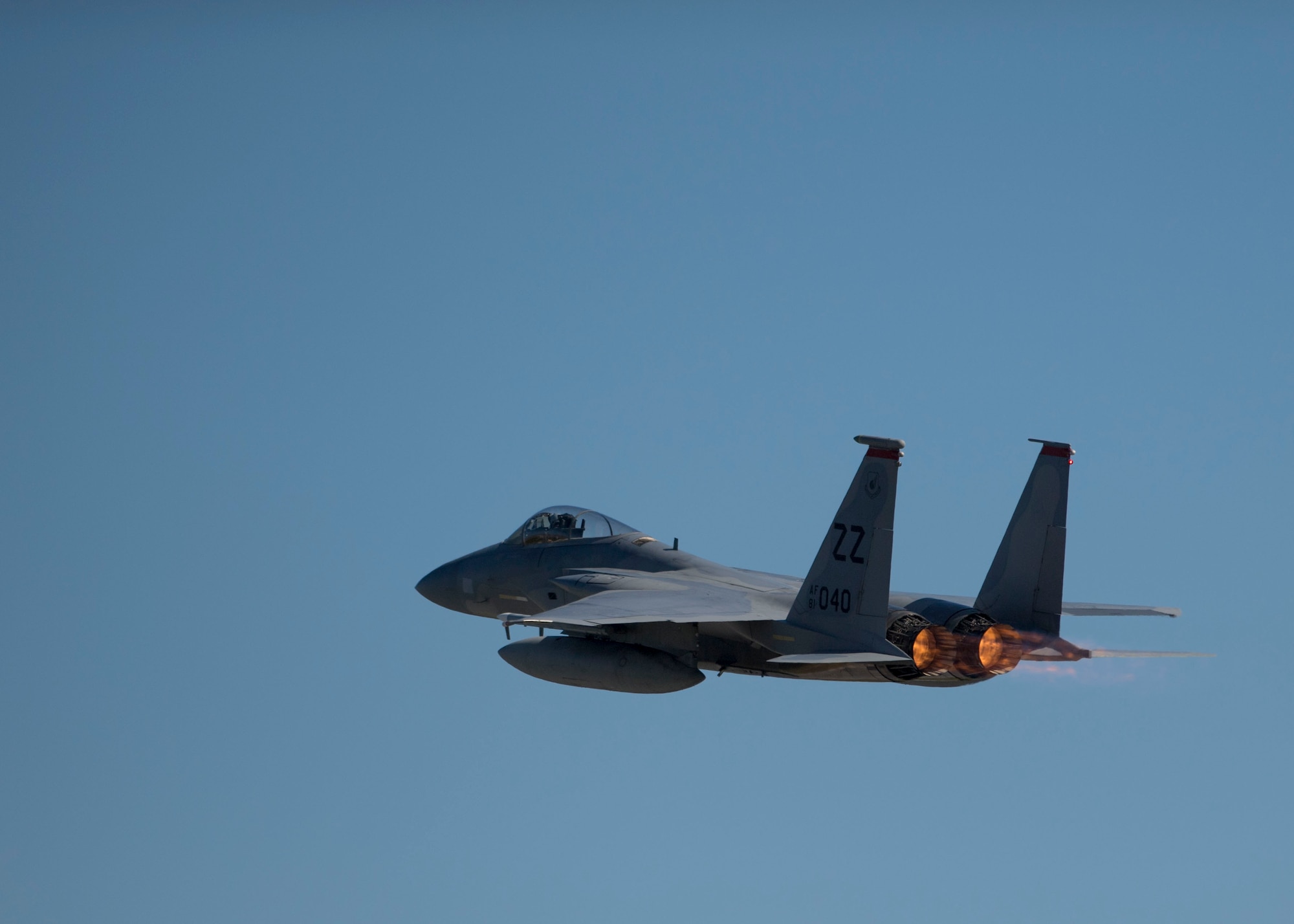 An F-15C Eagle takes flight during Checkered Flag 19-1 at Tyndall Air Force Base, Florida, May 6, 2019.