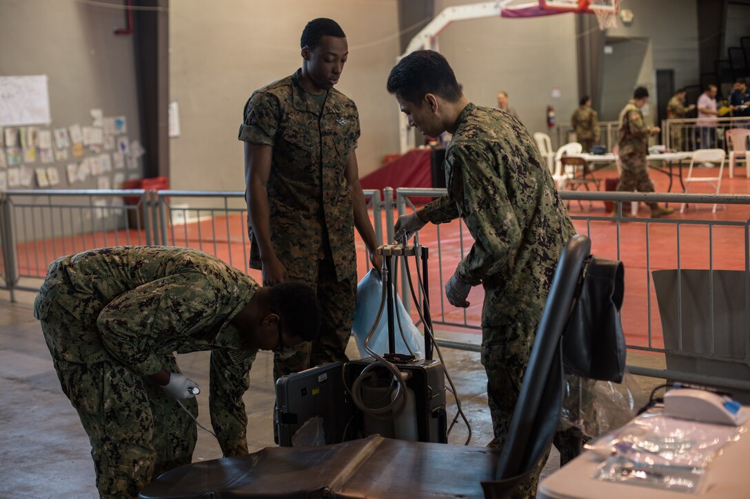 Petty Officer 2nd Class Ryan Pyne, a hospital corpsman with Marine Forces Reserve at Innovative Readiness Training 2019 Puerto Rico