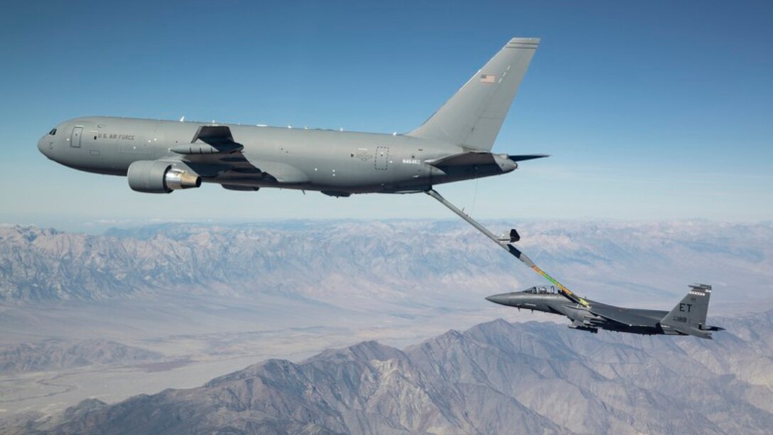 KC-46 Pegasus refueling F-15E Strike Eagle
