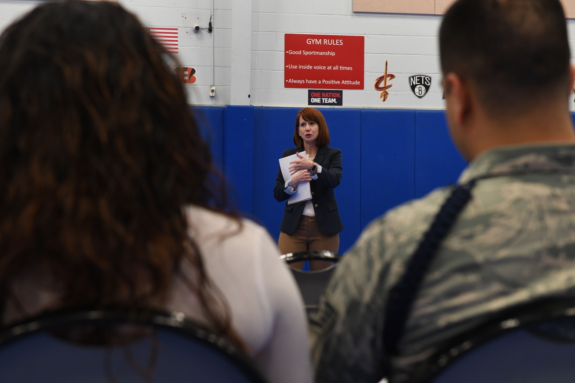 A speak stands in front of the class