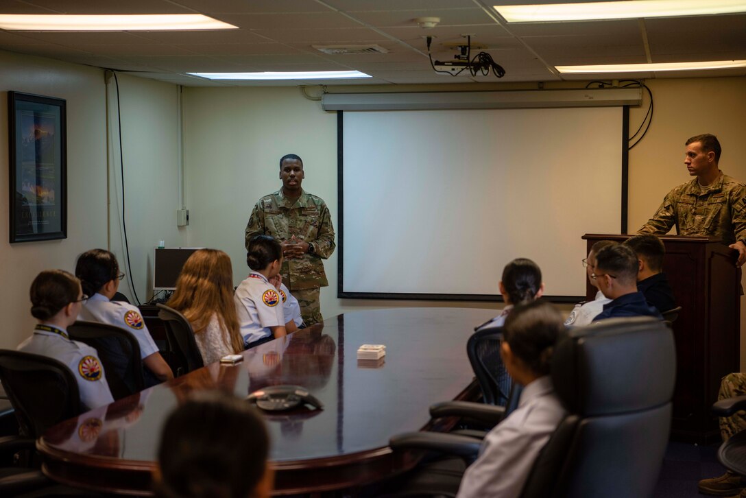Students at Kadena High School who join the Air Force Junior Reserve Officers Training Corps may take the first step toward a career in the U.S Air Force after graduation and Team Kadena’s Company Grade Officer Council and Top Three are there to help pave their way. This information can be a lot to take in, that’s why Team Kadena’s CGOC and Top Three have set up a mentorship program to help KHS JROTC cadets put a face to a career field.