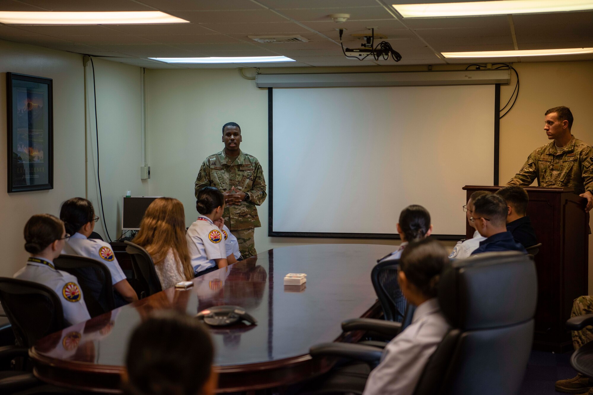 Students at Kadena High School who join the Air Force Junior Reserve Officers Training Corps may take the first step toward a career in the U.S Air Force after graduation and Team Kadena’s Company Grade Officer Council and Top Three are there to help pave their way. This information can be a lot to take in, that’s why Team Kadena’s CGOC and Top Three have set up a mentorship program to help KHS JROTC cadets put a face to a career field.