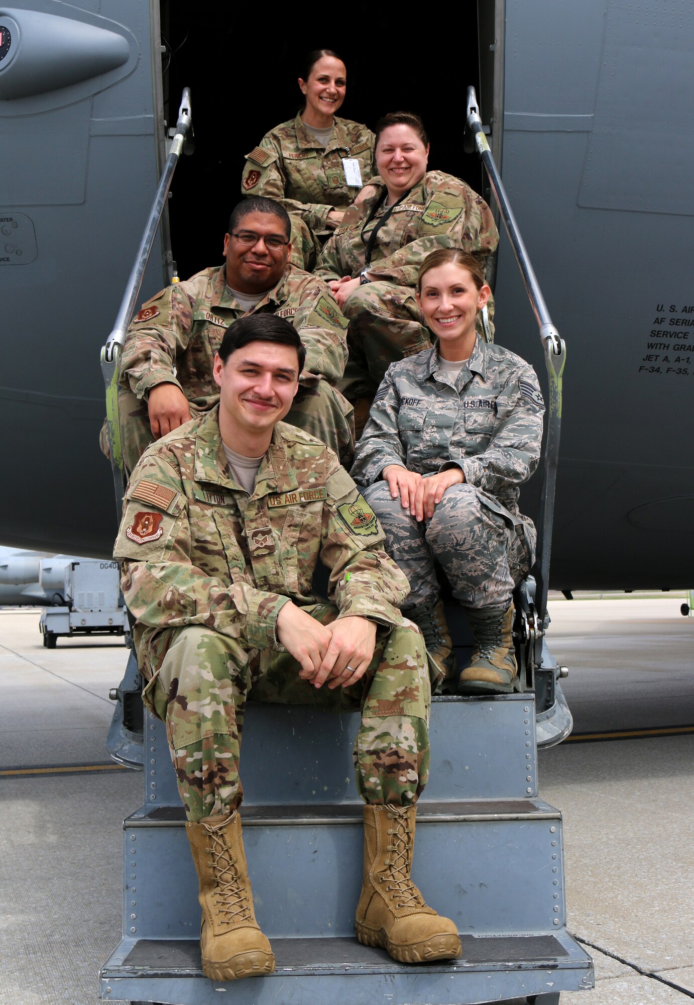 Members of the 445th Operations Support Squadron aircrew flight equipment pose for a photo.
