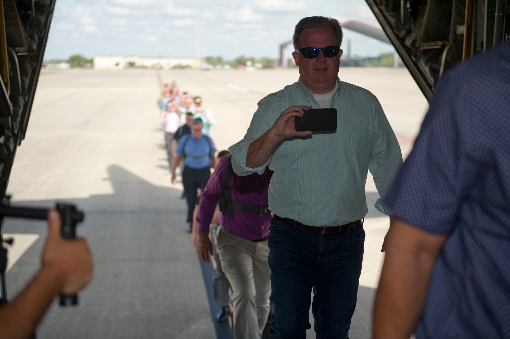 Maj. Gen. Ronald B. “Bruce” Miller, 10th Air Force commander, Naval Air Station Forth Worth, Texas showed up on Florida’s Space Coast with 15 Texas business and community leaders to visit the 920th Rescue Wing at Patrick Air Force Base, Florida and learn about its mission. During the visit, the civic leaders boarded an HC-130 King combat-rescue-and-rescue (CSAR) aircraft for a local flight while Airmen skydove from the aircraft ramp showcasing one of the skills required for CSAR missions. The PAFB visit was their second stop on Florida’s East Coast after visiting the 482nd Fighter Wing, at Homestead Air Reserve Station, in Miami, earlier that day on April 24, 2019. (U.S. Air Force photo Patrick Air Force Base Multimedia)