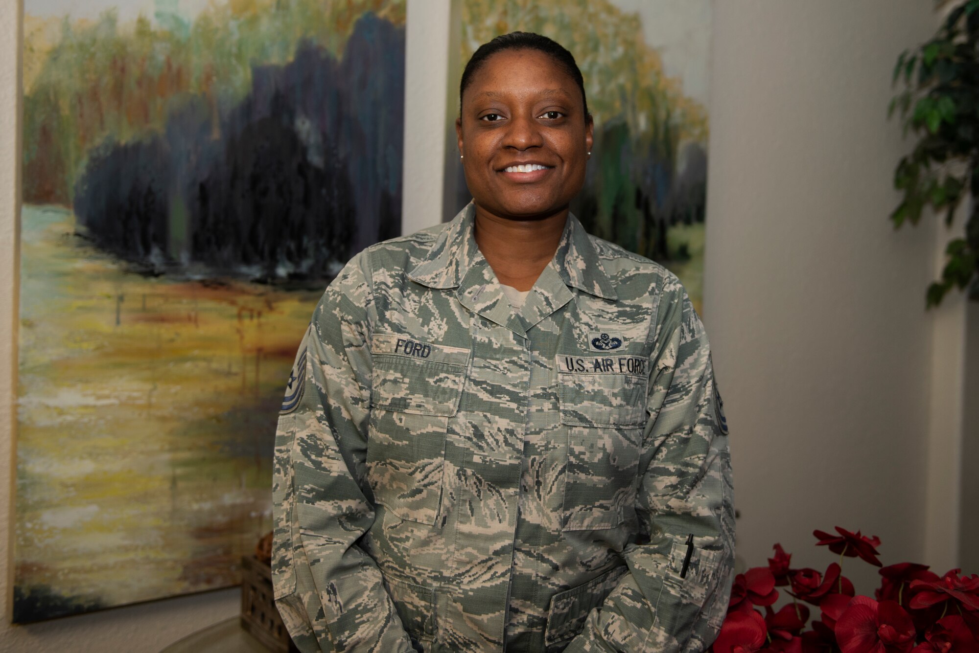 Master Sgt. Kellie Ford, 60th Air Mobility Wing, Office of the Staff Judge Advocate superintendent, shares some insight from her career in the legal career field. (U.S. Air Force photo by Tech. Sgt. James Hodgman)