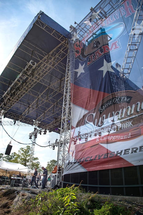 Max Impact performs for country music fans as part of the Armed Forces Tribute at the 2019 Suwannee River Jam. This event took place at the Spirit of the Suwannee Music Park on Saturday, May 4, 2019. (U.S. Air Force Photo by Chief Master Sgt. Kevin Burns)