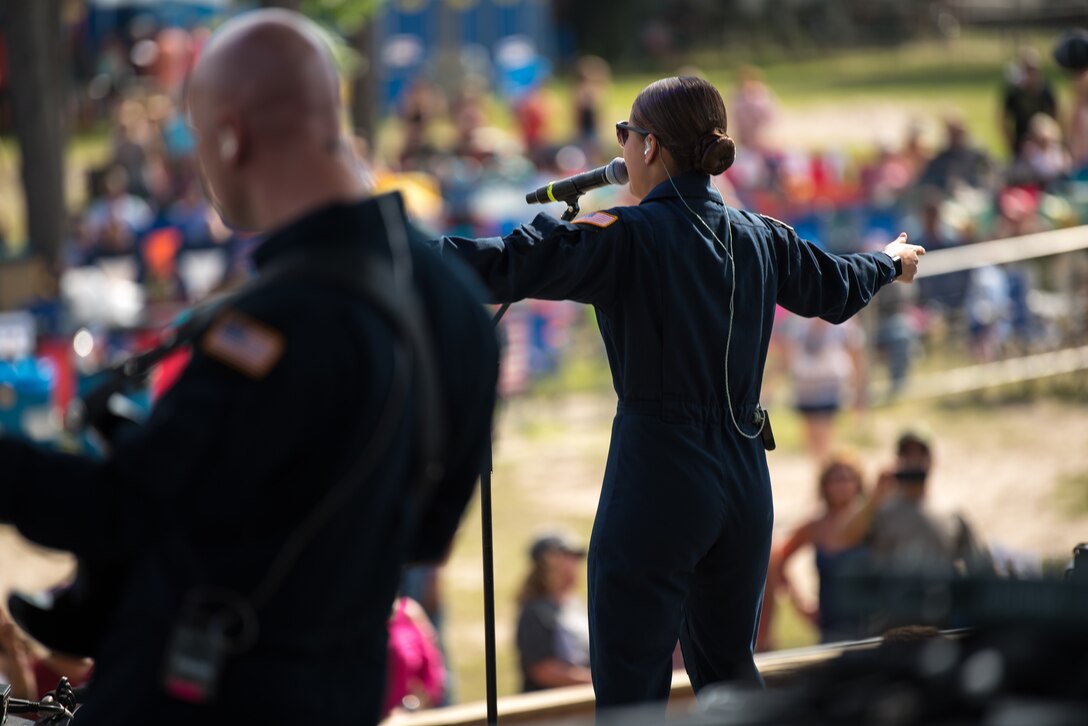 Max Impact performs for country music fans as part of the Armed Forces Tribute at the 2019 Suwannee River Jam. This event took place at the Spirit of the Suwannee Music Park on Saturday, May 4, 2019. (U.S. Air Force Photo by Chief Master Sgt. Kevin Burns)