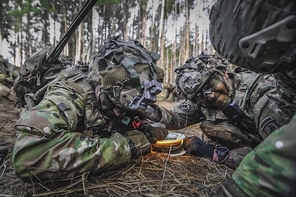 Paratroopers assigned to the 173rd Airborne Brigade, pull an M81 igniter to detonate a brazier charge during Exercise Rock Spring 19 at the Grafenwoehr Training Area, Germany, March 6, 2019.