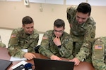 Virginia National Guard Soldiers assigned to the Fairfax-based 123rd Cyber Protection Battalion, 91st Cyber Brigade, provide digital forensics support to identify indicators of compromise and the source of intrusion to help protect a customer network in a virtualized training environment April 16, 2019, at Camp Atterbury, Indiana, during Cyber Shield 19.