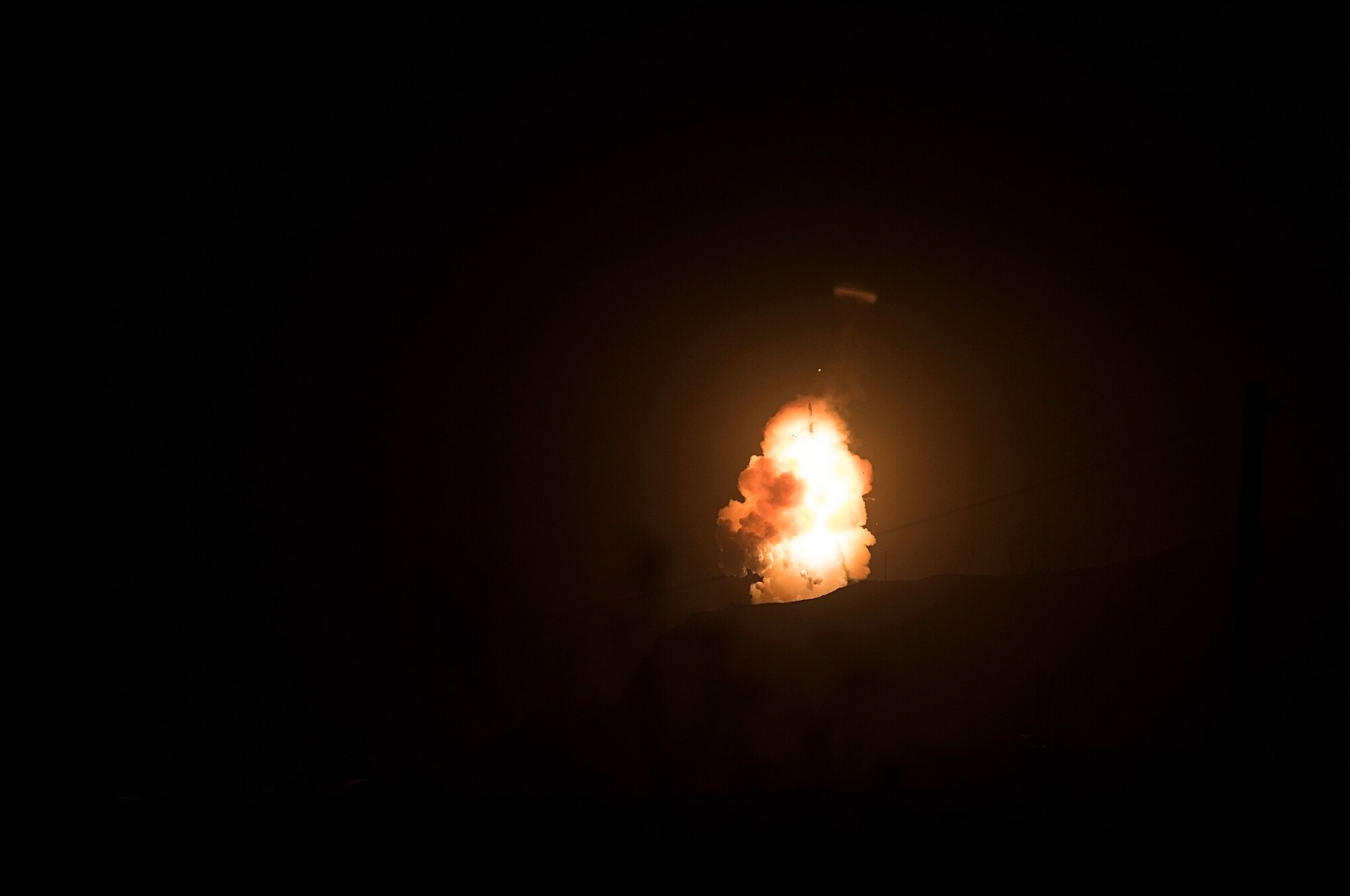 An unarmed Minuteman III intercontinental ballistic missile launches during an operational test at 12:40 Pacific Daylight Time Thursday May 9, 2019, at Vandenberg Air Force Base, Calif. (U.S. Air Force photo by Airman 1st Class Hanah Abercrombie)