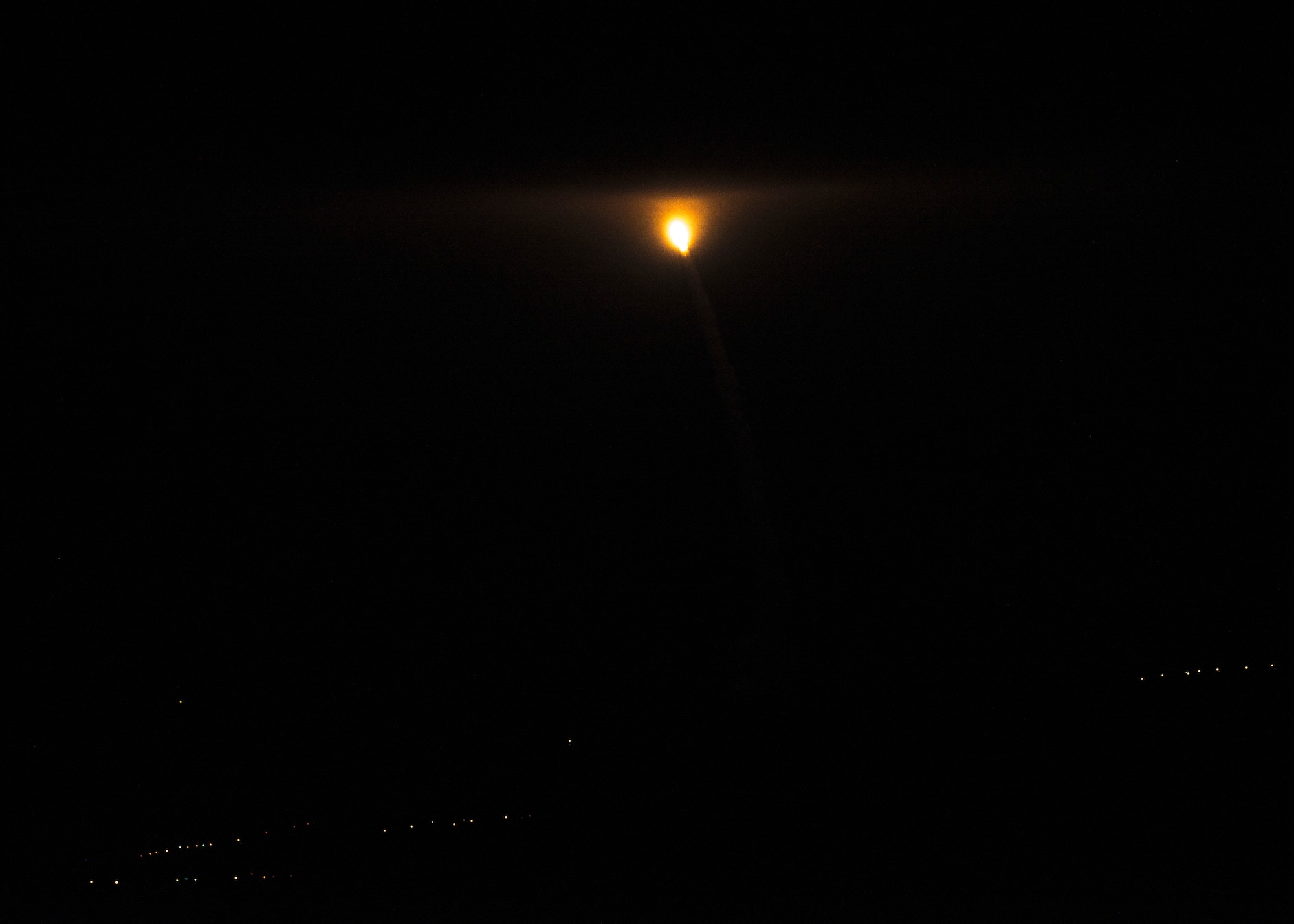 An unarmed Minuteman III intercontinental ballistic missile launches during an operational test at 12:40 Pacific Daylight Time Thursday May 9, 2019, at Vandenberg Air Force Base, Calif. (U.S. Air Force photo by Airman 1st Class Aubree Milks)