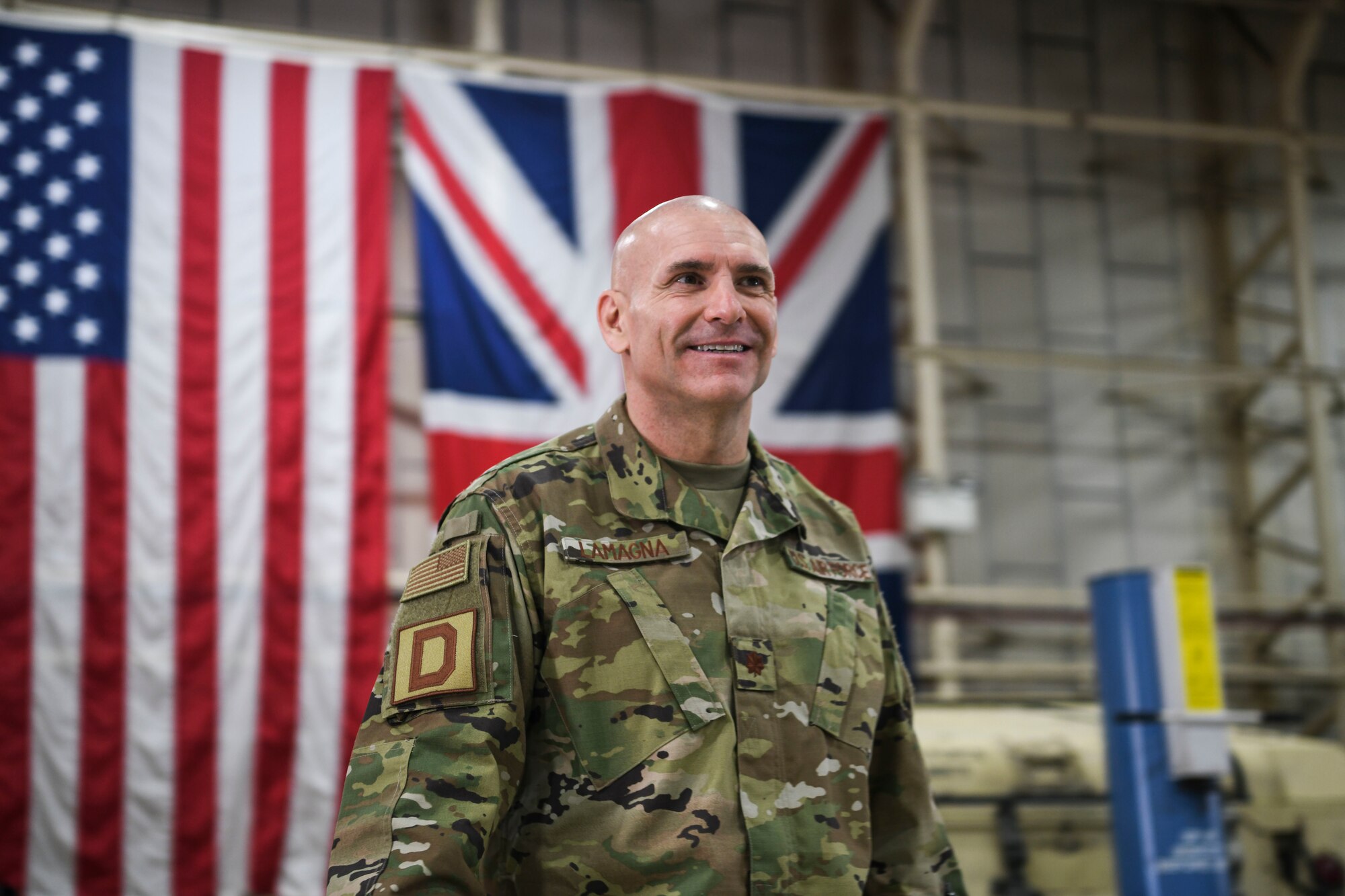 U.S. Air Force Maj. Anthony LaMagna, 100th Logistics Readiness Squadron commander, poses for a photo at RAF Mildenhall, England, May 2, 2019. LaMagna has had his fair number of trials and tribulations. From coming in as an older Airman to losing family members; he overcame personal barriers and struggles throughout his career to fulfill his goal of commissioning. (U.S. Air Force photo by Senior Airman Alexandria Lee)