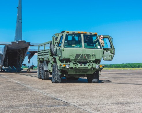 U.S. Air Force Reservists from the 96th Aerial Port Squadron and Air National Guardsmen from the 189th Airlift Wing, practice proper techniques for loading and unloading cargo and vehicles onto a C-130H at Little Rock Air Force Base, Ark. on May 5, 2019.