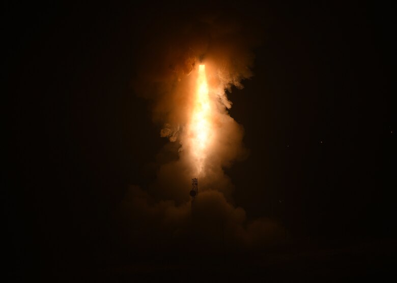 An unarmed Minuteman III intercontinental ballistic missile launches