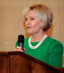 Dawn Goldfein, spouse of the Chief of Staff of the Air Force, Gen. David L. Goldfein, provided opening remarks to surviving family members at the first Air Force Gold Star and Surviving Families Summit, in Shalimar, Florida, April 30, 2019. The event focused on sharing information, listening and advancing support for surviving family members.