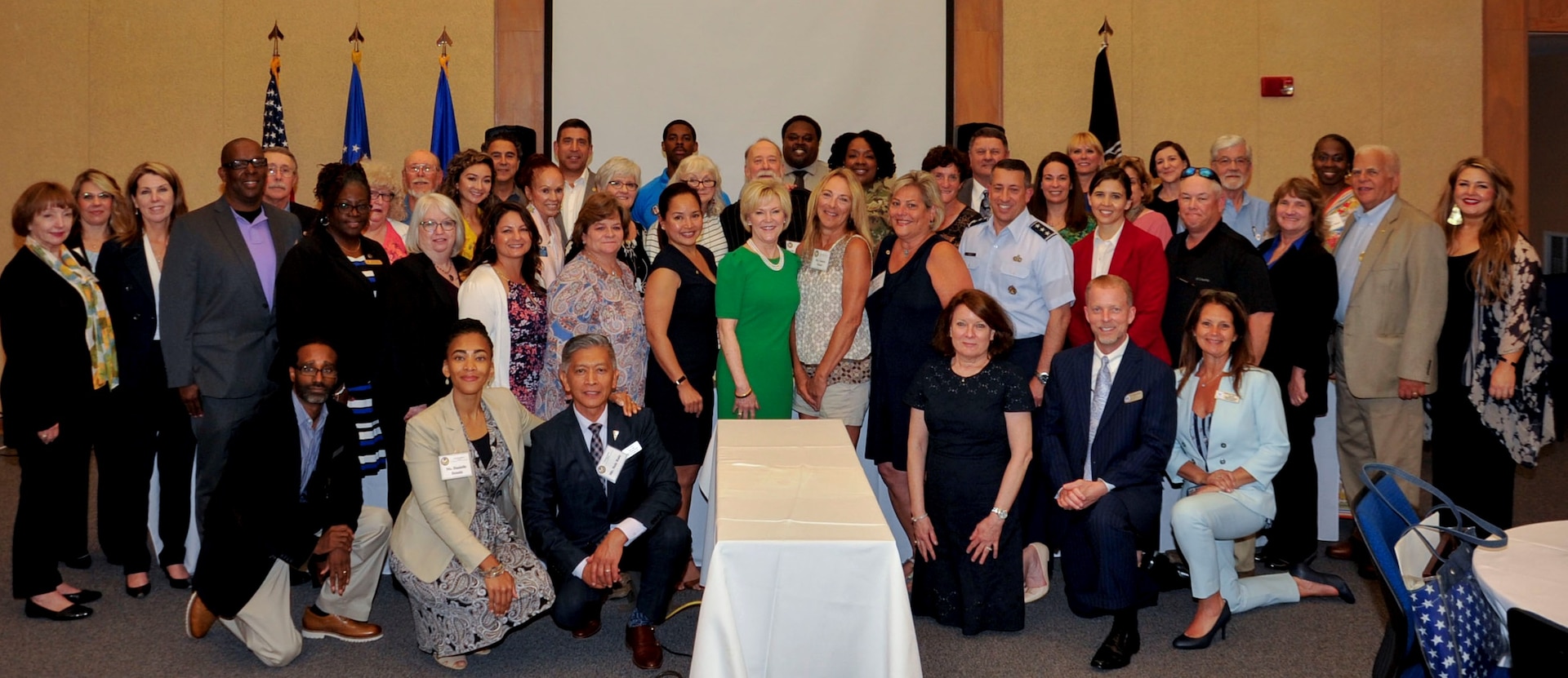 Surviving family members, Air Force leaders and various military subject matter experts pose for a group photo following the first Air Force Gold Star and Surviving Families Summit, in Shalimar, Florida, April 30, 2019. Senior leaders who attended include, Dawn Goldfein, spouse of the Chief of Staff of the Air Force; Lt. Gen. Brian Kelly, Air Force Manpower, Personnel and Services deputy chief of staff and Maj. Gen. Andrew Toth, Air Force’s Personnel Center commander.