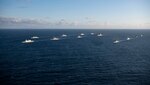 Ships steam in formation during exercise Formidable Shield 2019.