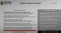 Army Cyber Institute Cyber Threat Report

Tech Trends: Stories and Highlights:
'Blockchain Bandit' steals millions in Ethereum by guessing weak private keys, White House issues Executive Order on America's Cybersecurity Workforce, Tencent's Keen Security Lab gains Tesla steering control remotely and fools Autopilot, FBI and IC3 release annual Internet Crime Report