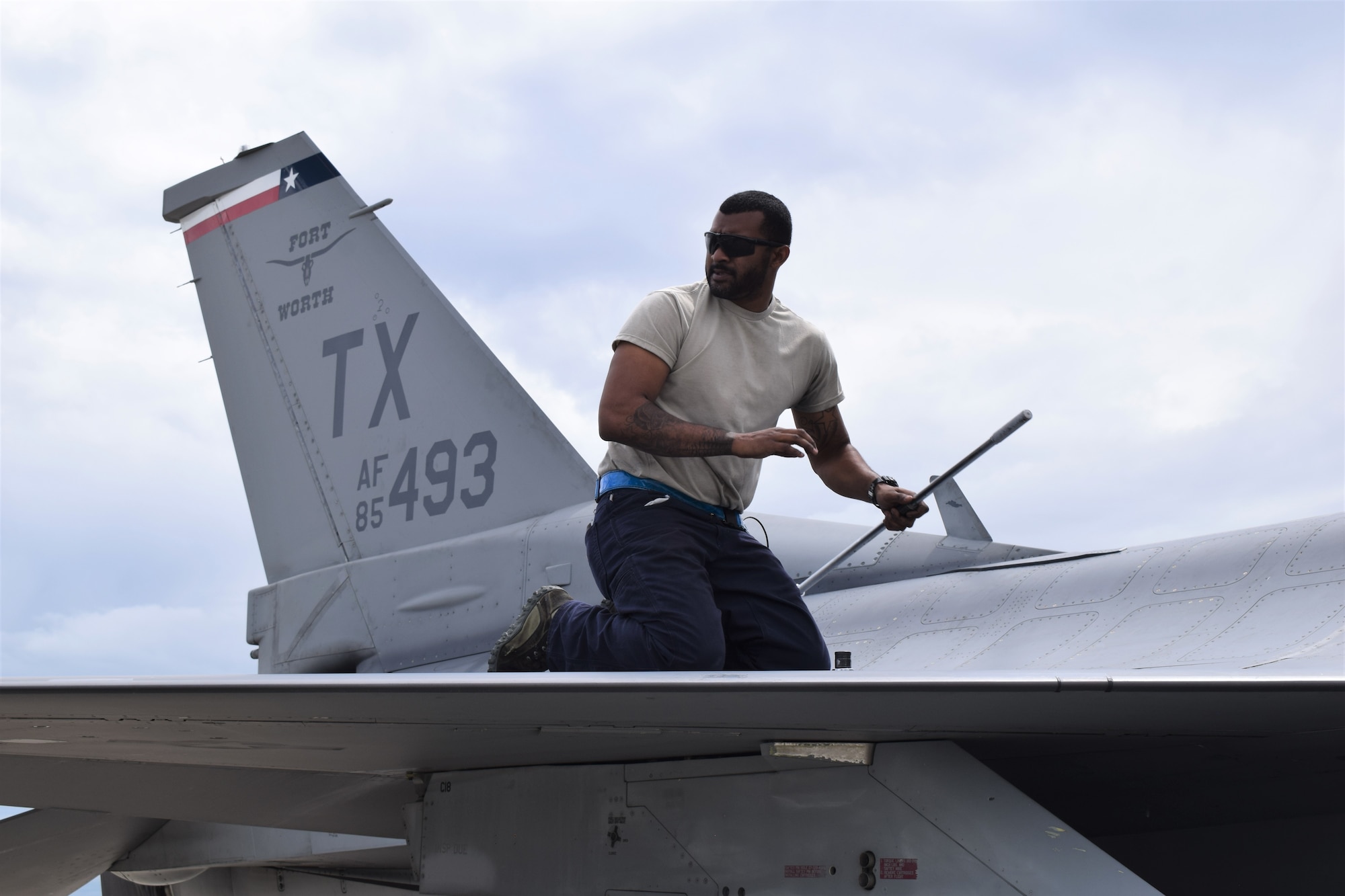 U.S. Air Force Airmen assigned to the 301st Fighter Wing, Naval Air Station Joint Reserve Base Fort Worth, Texas, maintain F-16C Fighting Falcons at Campia Turzii, Romania, May 6, 2019, as part of Theater Security Package 19.1 in support of Operation Atlantic Resolve. Funded through the European Deterrence Initiative, TSP 19.1 provides a more robust U.S. military rotational presence in the European theater, capable of deterring, and if required, responding to regional threats. While in theater, these personnel and aircraft will participate in multiple readiness exercises alongside NATO allies and partners to strengthen interoperability and to demonstrate U.S. commitment to the stability and security of Europe (U.S. Air Force photo by 1st Lt. Andrew Layton).