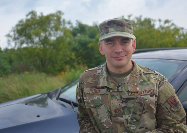 U.S. Air Force Staff Sgt. Daniel Pierce, combat operations mission supervisor in the 625th Operations Center, was traveling with his wife to Round Rock, Texas, when they witnessed an accident in Austin, March 2, 2019. Pierce did not hesitate to render aid and ensure the victim’s safety, which earned him thanks and praise from Austin-Travis County Emergency Medical Services personnel and his leadership team. (U.S. Air Force photo by Alexx Pons)