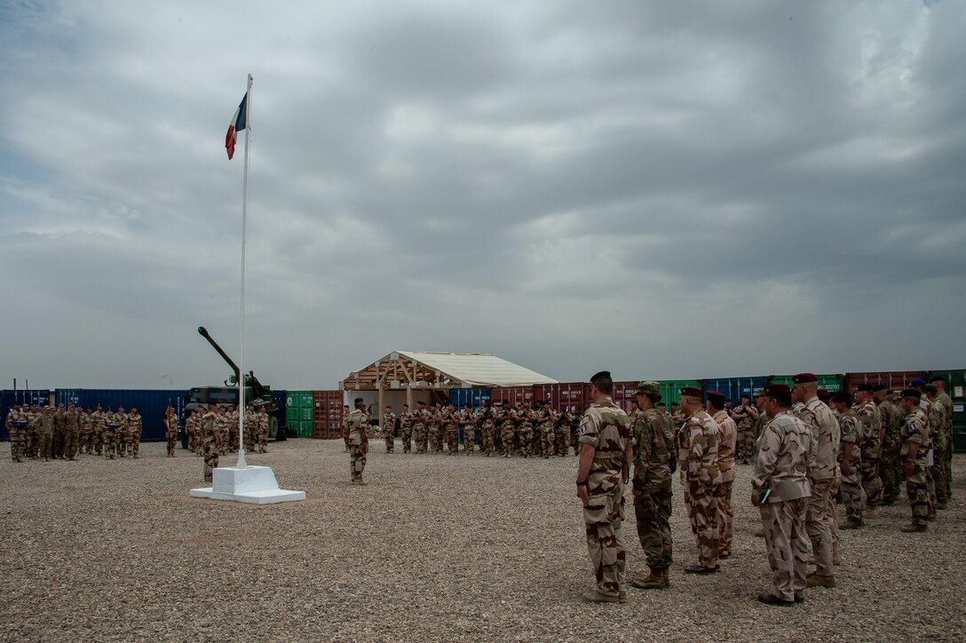 Task Force Wagram met to celebrate the end of the longest deployment of CAESAR artillery personnel April 29, 2019, Iraq. More than 1,100 French soldiers have been deployed within TF Wagram in Iraq to support ground troops in the liberation of territories under Daesh control.
