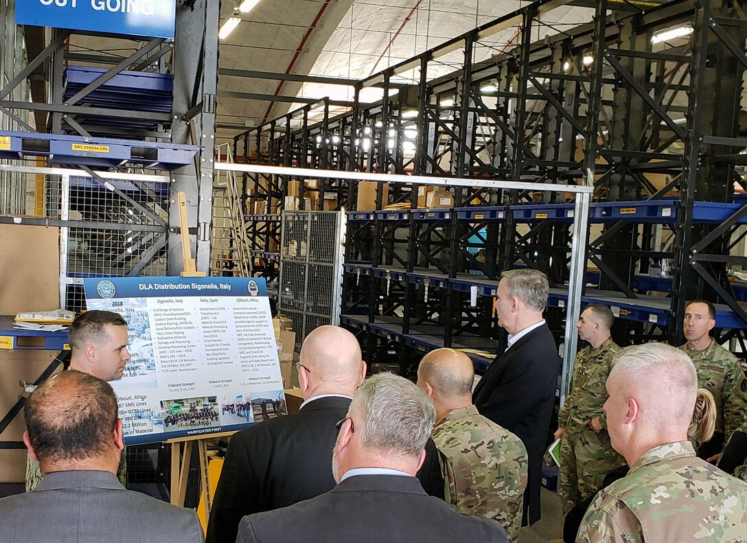Department of Defense heads of Supply and Logistics visit DLA Distribution Sigonella, Italy