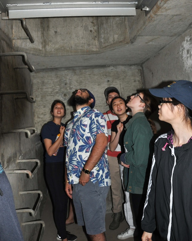 About a dozen University of California, Los Angeles, tour the inside of the Sepulveda Dam Spillway April 25 in Los Angeles. The students learned about the dam’s operations, hydrology and design.