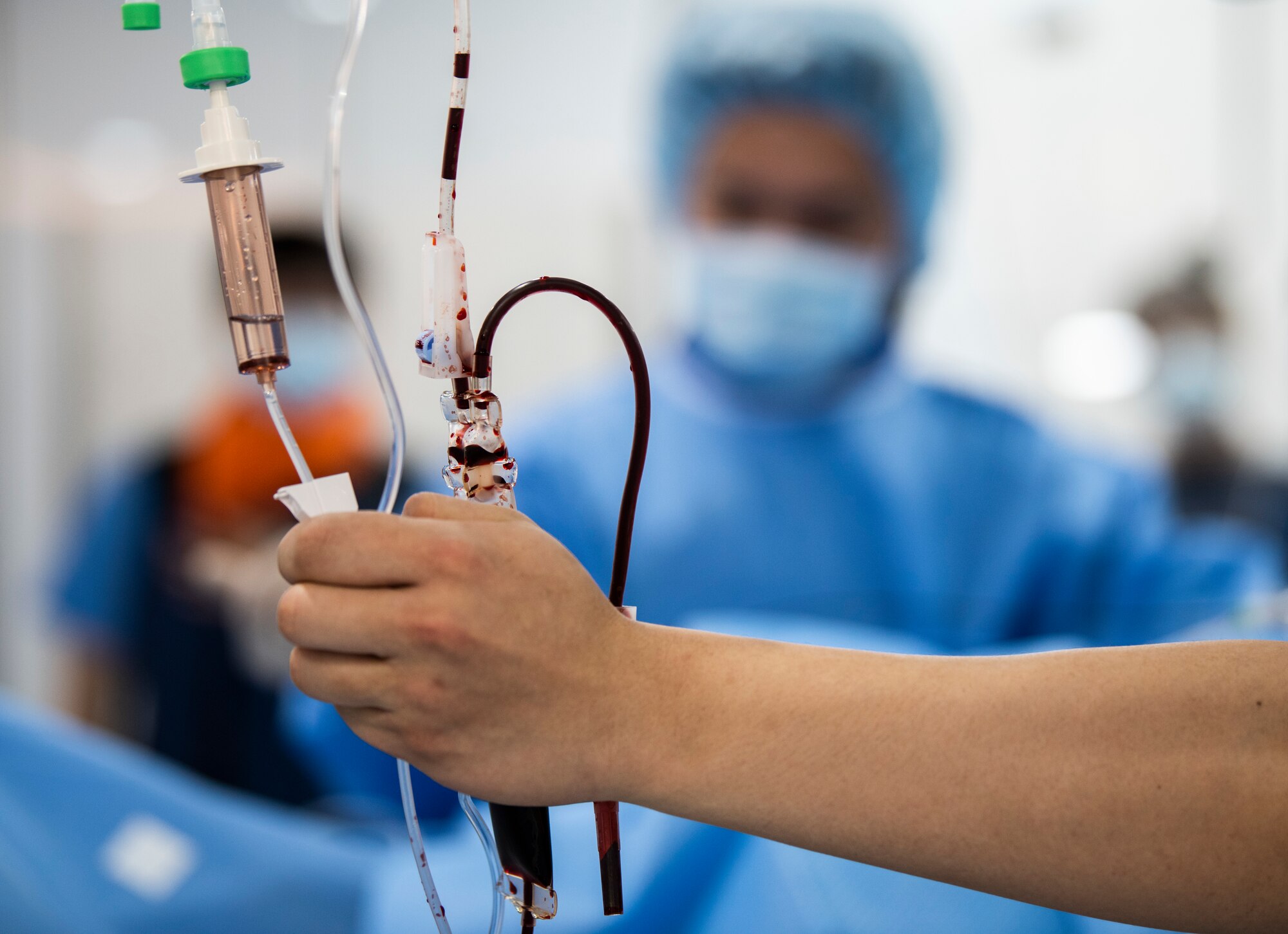 Medical staff perform surgery on a simulated patient at Wonkwang University Medical Center, Republic of Korea, May 8, 2019. The 8th Medical Group coordinated with Wonkwang to test out an emergency medical flight transporting a patient from Kunsan Air Base to the hospital in Iksan. (U.S. Air Force photo by Senior Airman Stefan Alvarez)
