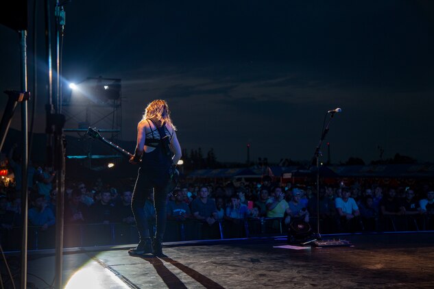 Emma Anzai, a native from Sydney, Australia, and singer in the band Sick Puppies, performs during the Friendship Festival May 11, 2019, on Combined Arms Training Center Camp Fuji, Shizuoka, Japan.